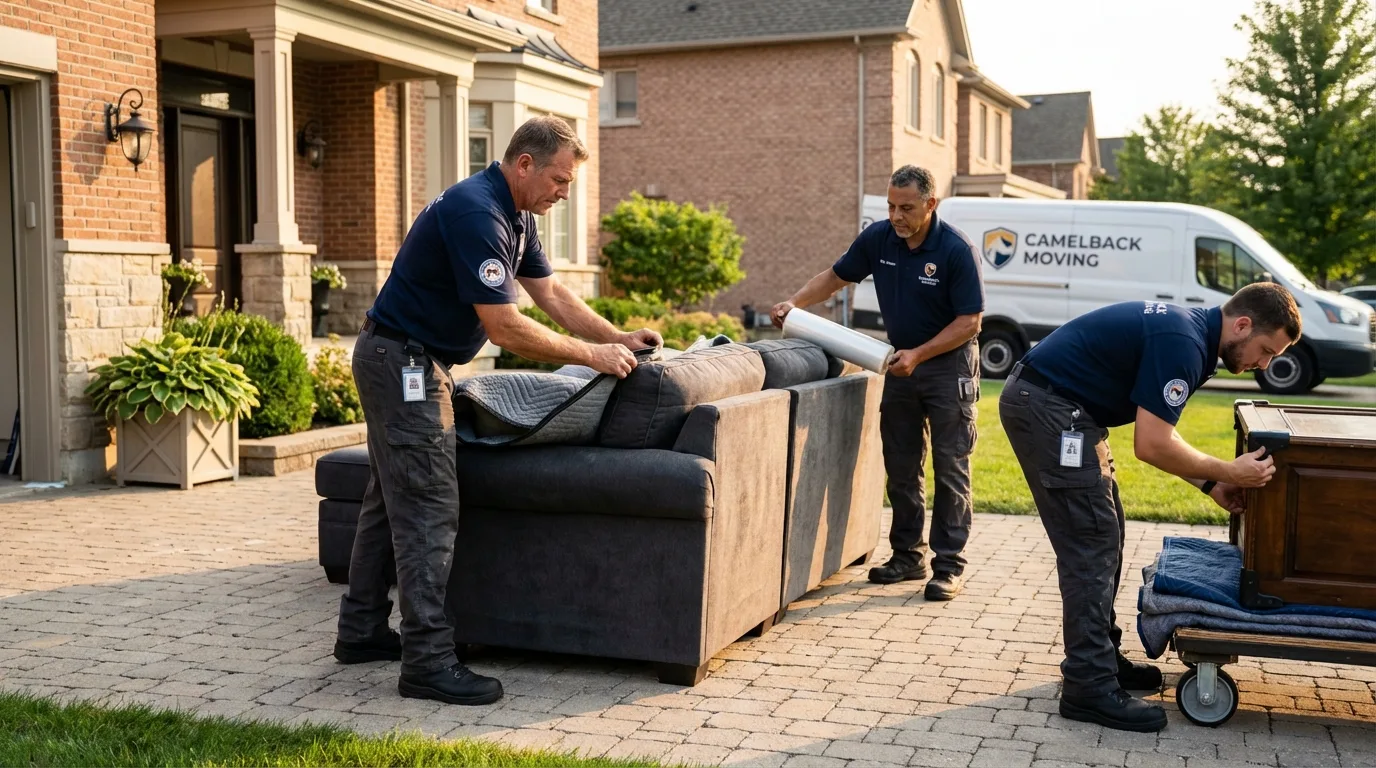 Large estate moving crew wrapping furniture in Williams, AZ
